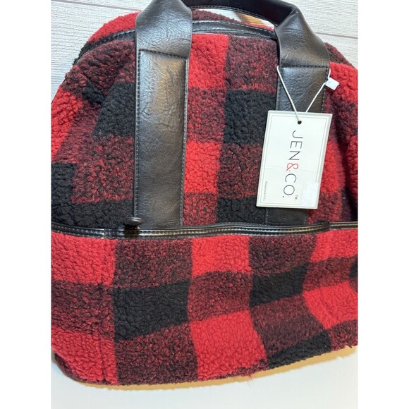 Jen & Co. HATTIE  Sherpa  Guitar Backpack In Red Black - Picture 3 of 13